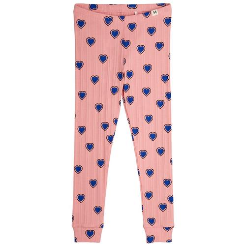 Mini Rodini GOTS Outlined Hearts Aop Leggings Pink 104/110 cm  Lyserød  104/110 cm  Unisex