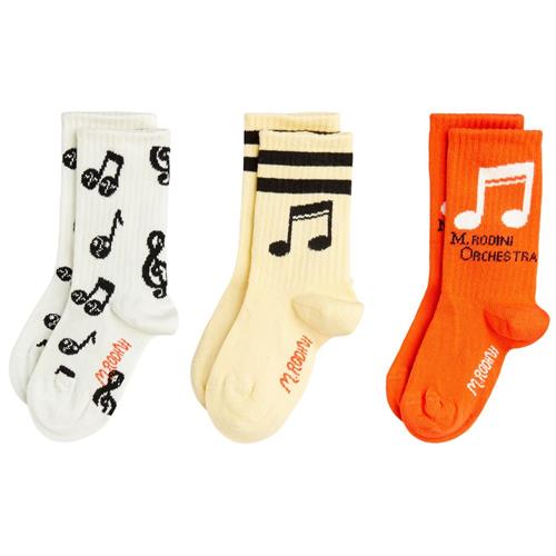 Mini Rodini GOTS Note 3-Pack Sokker Multi 32-35 EU  Creme  32-35 EU  Unisex