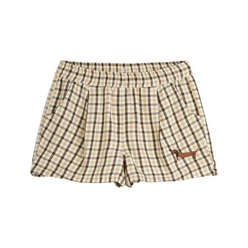 Se Mini Rodini Gingham Vævede Shorts Beige 104/110 cm  Beige  104/110 cm  Unisex ved Babyshop