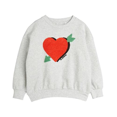 Mini Rodini GOTS Arrowed Heart Chenille Sweatshirt Grey Melange 104/110 cm  Grå  104/110 cm  Unisex