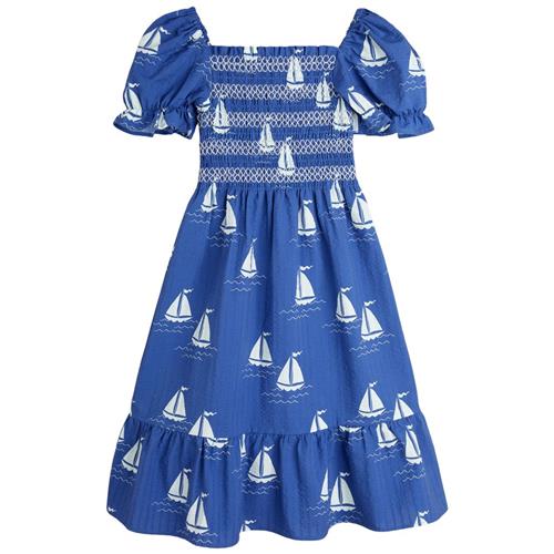 Se Mini Rodini GOTS Sailing Boats Kjole Blue 104/110 cm  Blå  104/110 cm  kvinde ved Babyshop