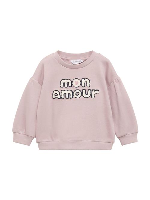 MANGO KIDS Sweatshirt 'AMOUR'  lyserød / sort / uldhvid