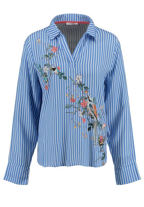 Key Largo Bluse 'Bird'  blå / smaragd / melon / hvid