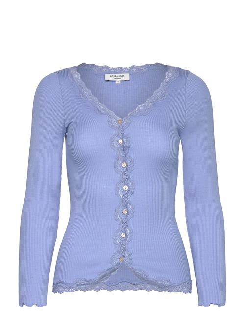 Rwbabette Silk Ls V-Neck Lace Cardi Rosemunde Blue