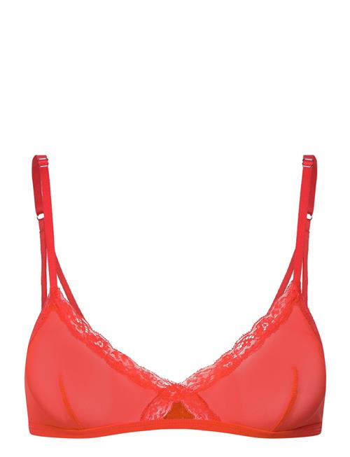 Understatement Underwear Mesh Lace Trim Triangle Bralette Understatement Underwear Red