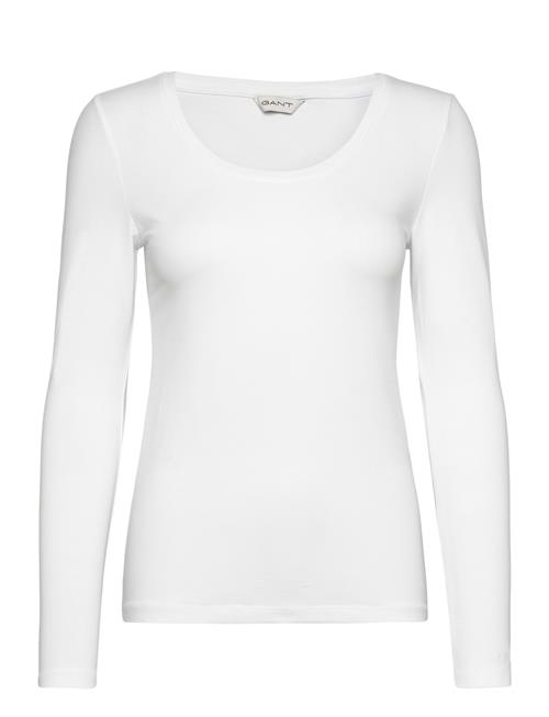 Slim Cot/Ela Ls Scoop Neck Top GANT White