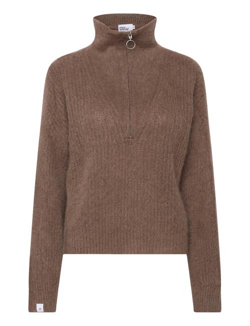 Florie Brushed Zip Knit Once Untold Brown