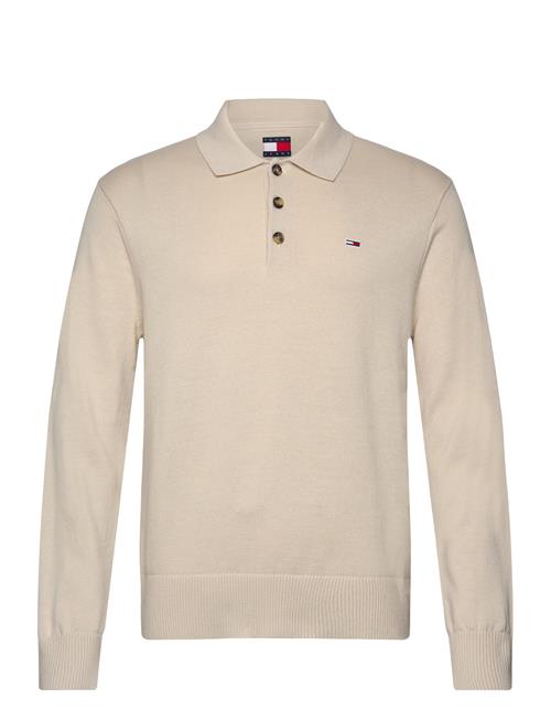 Se Tjm Slim Essential Polo Sweater Tommy Jeans Beige ved Booztlet