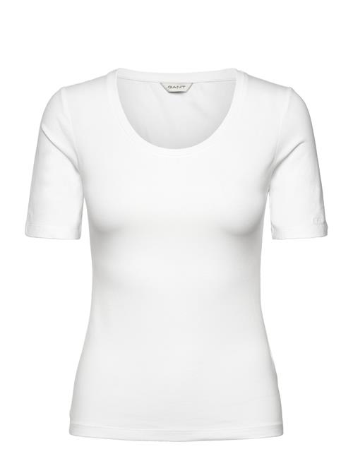 Slim Cot/Ela Ss Scoop Neck Top GANT White