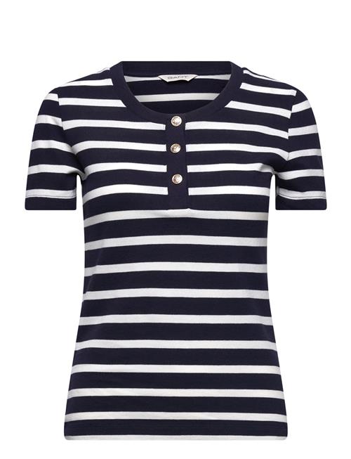 GANT Slim Striped Pique Ss T-Shirt GANT Navy