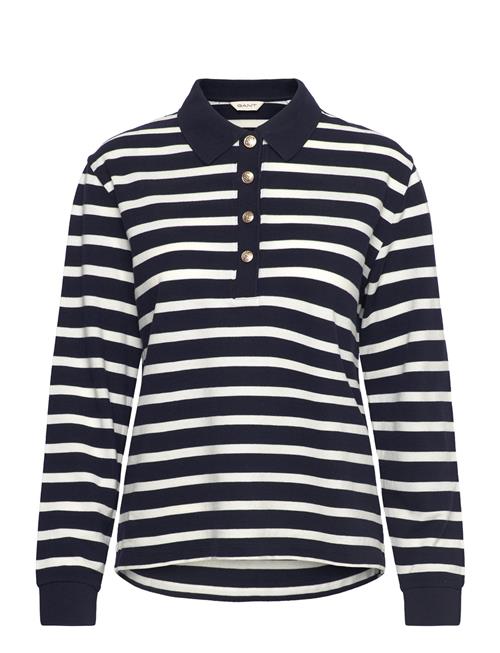 GANT Breton Stripe Ls Pique Polo GANT Navy