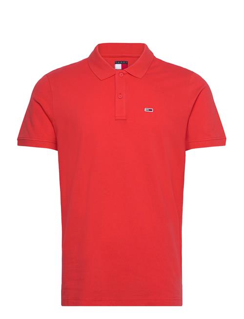 Se Tjm Slim Placket Polo Ext Tommy Jeans Red ved Booztlet