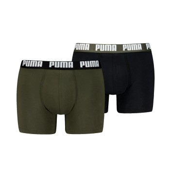 Puma 2P Men Everyday Basic Boxer Sort/Grøn bomuld Large Herre