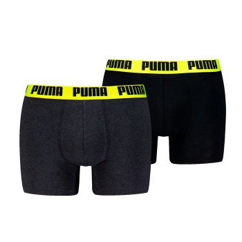 Puma 2P Men Everyday Basic Boxer Sort/Gul bomuld Large Herre