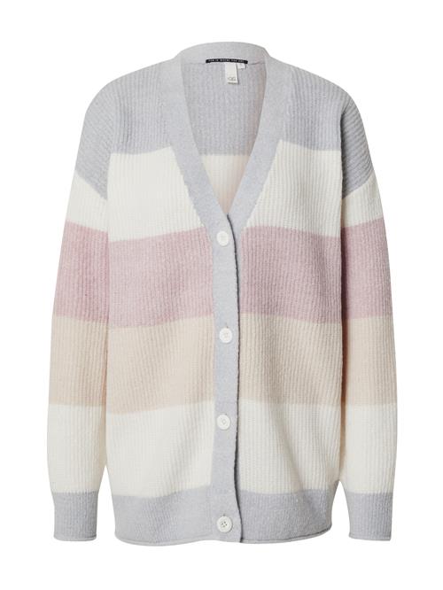 Se QS Cardigan  lysebeige / røgblå / pudder / hvid ved About You