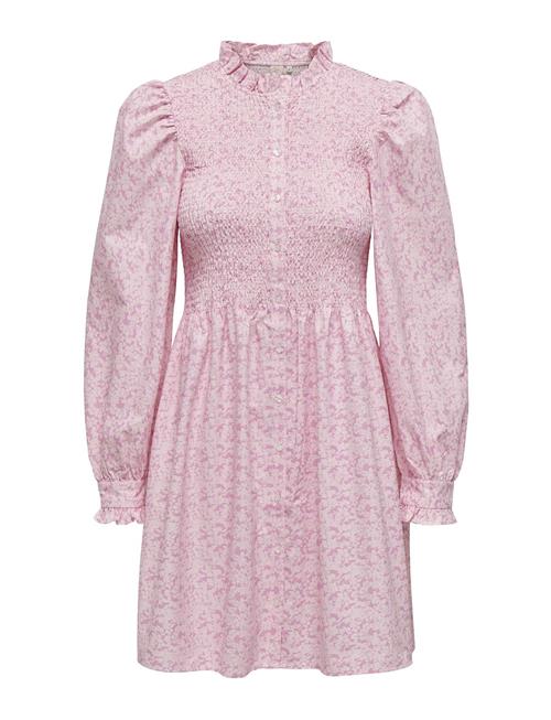 Onlpi Aspen L/S Smock Dress Wvn Cs ONLY Pink