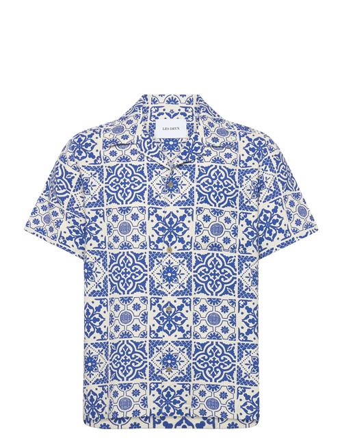 Tile Cotton Ss Shirt Les Deux Blue