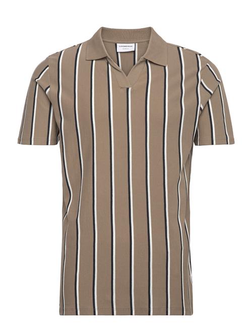 Striped Piqué Polo Shirt S/S Lindbergh Beige