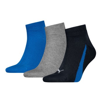 Puma Strømper 3P Lifestyle Quarter Socks Sort/Blå Str 35/38