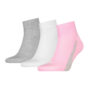 Puma Strømper 3P Lifestyle Quarter Socks Rosa/Grå Str 35/38