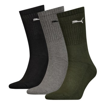 Puma Strømper 3P Sport Crew Socks Sort/Grøn Str 43/46