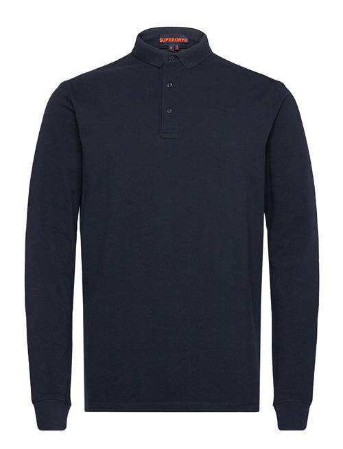 Cotton Long Sleeve Pique Polo Superdry Navy