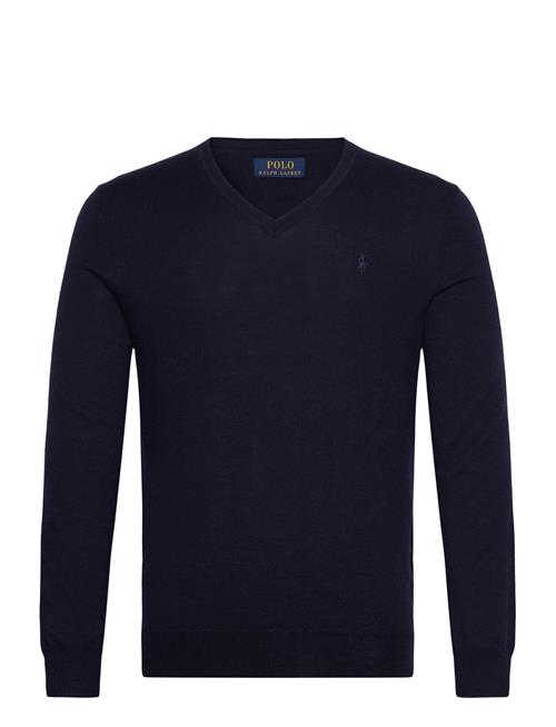 Slim Fit Washable Wool V-Neck Sweater Polo Ralph Lauren Navy