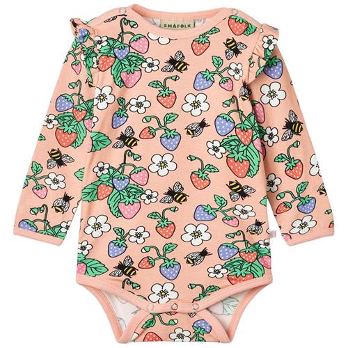 Småfolk Long Sleeved Baby Body With Strawberries Blossom Strawberries Baby Body Blossom | Lyserød | 98 cm