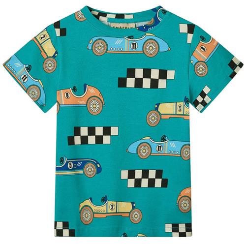 Småfolk Race Cars T-shirt Teal | Grønn | 4-5 years