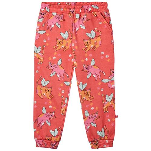 Småfolk Pants With Cats Pink Punch Cats Joggingbukser Pink Punch | Rød | 2-3 years