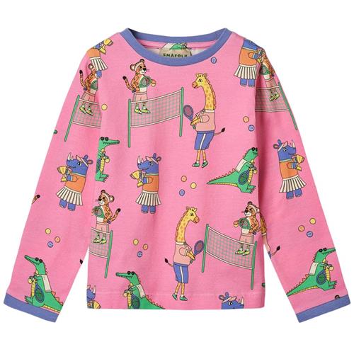 Småfolk Long Sleeved Top With Tennis Club Bubblegum Tennis Club Langærmet T-shirt Bubblegum | Lyserød | 5-6 years