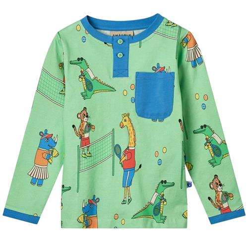 Småfolk Long Sleeved Top With Tennis Club Minty Green Tea Tennis Club Langærmet T-shirt Minty Green Tea | Grønn | 1-2 years