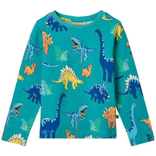 Småfolk Dinosaurs Langærmet T-shirt Teal | Grønn | 3-4 years