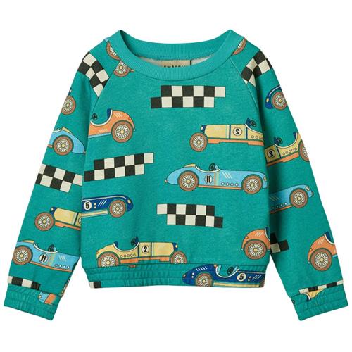 Småfolk Sweatshirt Racerbiler Teal | Grønn | 7-8 years