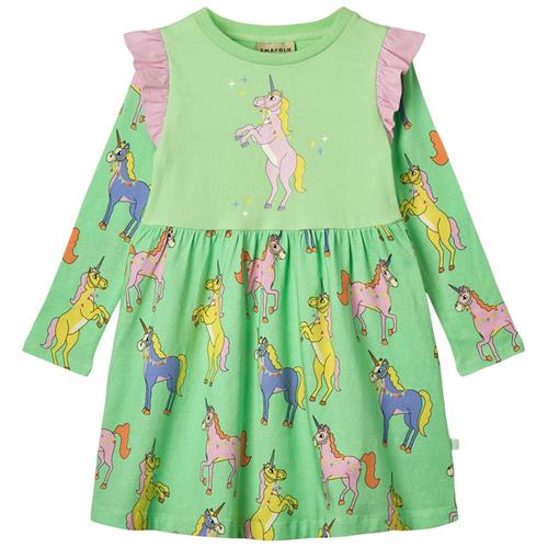 Småfolk Unicorns Langærmet Kjole Minty Green Tea 2-3 Y  Grøn  2-3 år  kvinde