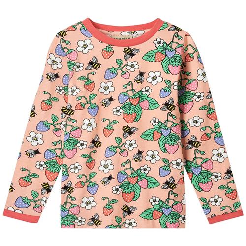 Småfolk Long Sleeved Top With Strawberries Blossom Strawberries Langærmet T-shirt Blossom | Lyserød | 4-5 years