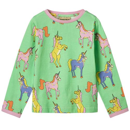 Småfolk Long Sleeved Top With Unicorns Minty Green Tea Unicorns Langærmet T-shirt Minty Green Tea | Grønn | 4-5 years