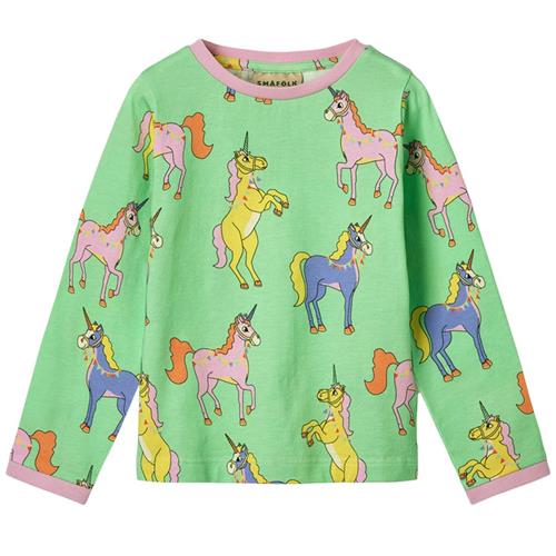 Småfolk Unicorns Langærmet T-shirt Minty Green Tea 4-5 Y  Grøn  4-5 år  kvinde