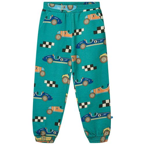 Småfolk Pants With Race Cars Teal Race Cars Joggingbukser Teal | Grønn | 2-3 years