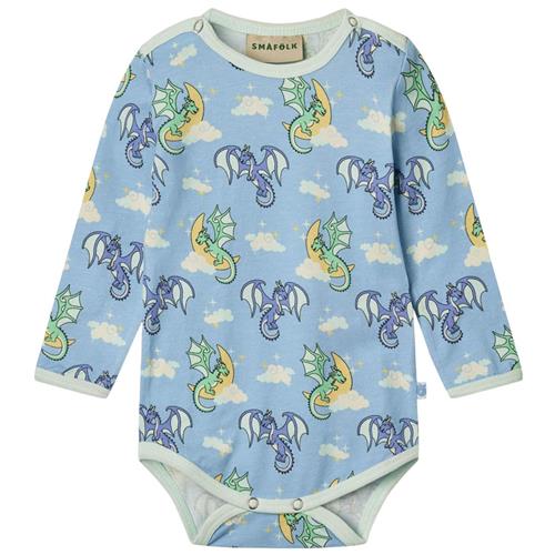 Småfolk Sleeping Dragons Baby Body Soft Sky 68 cm  Blå  68 cm  Unisex