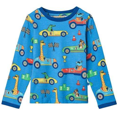 Småfolk Long Sleeved Top With Race Cars Tropic Sea Race Cars Langærmet T-shirt Tropic Sea | Blå | 5-6 years