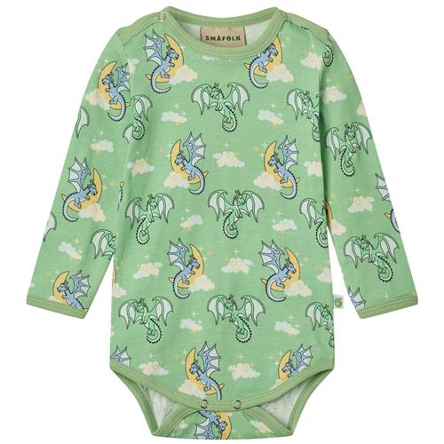 Småfolk Sleeping Dragons Baby Body Sage 68 cm  Grøn  68 cm  Unisex