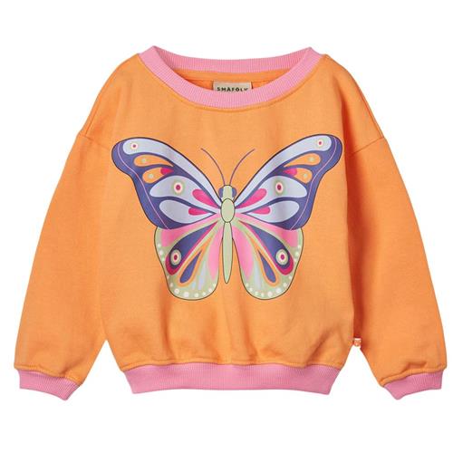 Småfolk Butterfly Sweatshirt Papaya 1-2 Y  Orange.  1-2 år  kvinde