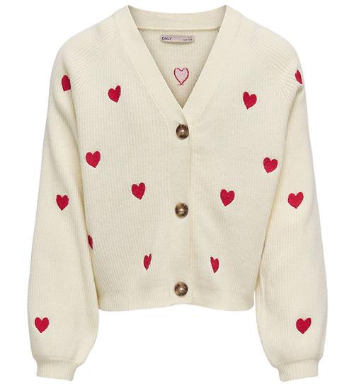 Kids Only Cardigan - Strik - KogDana - Birch/EMB Hearts - Equest