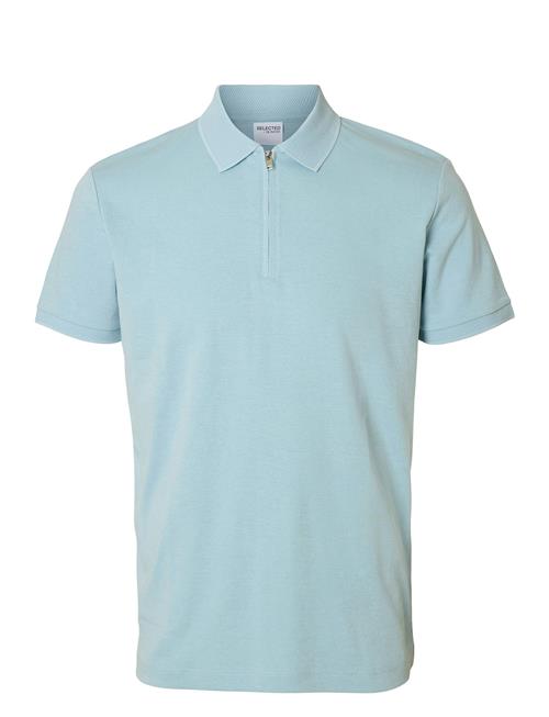 Slhfave Zip Ss Polo Noos Selected Blue