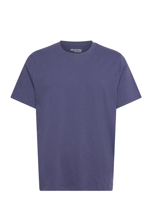 Slhaspen Slub Ss O-Neck Tee Noos Selected Blue