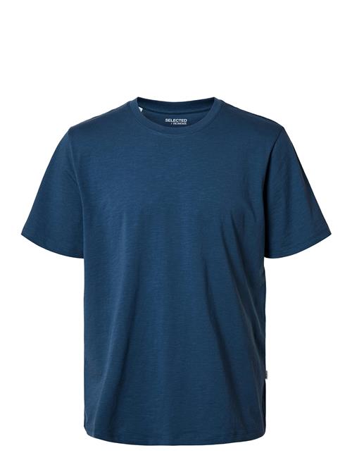 Slhaspen Slub Ss O-Neck Tee Noos Selected Homme Blue