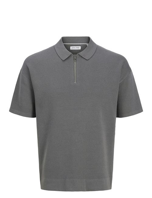 Jack & Jones Jjtroy Knit Zip Polo Jack & J S Grey