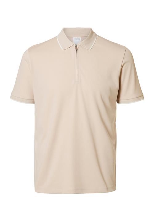 Slhfave Sport Zip Ss Polo Noos Selected Homme Beige