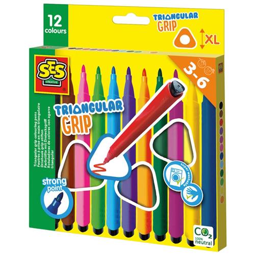 SES Creative Trekantede Filtspidsmarkører Med Godt Greb 3-6 Y      Unisex